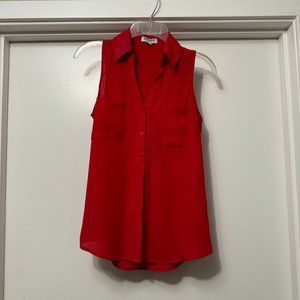 Express Red Sleeveless Button-Down Shirt